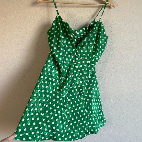 Vintage Victoria's Secret Gold Label Green Polkadot Slip Nightgown Medium - Picture 3 of 10